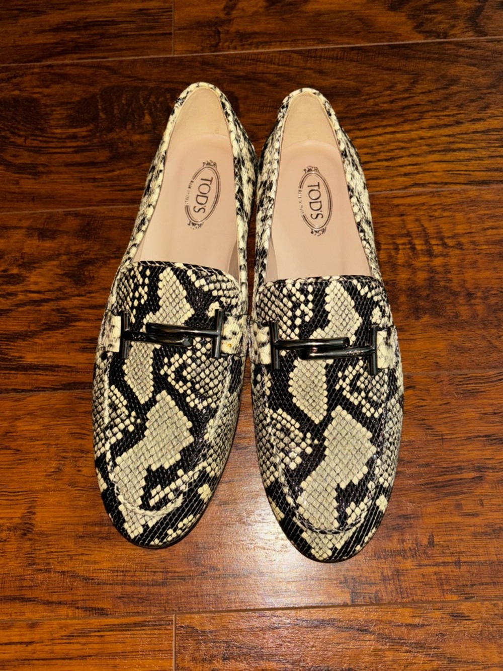 Tod's New/ Never Worn Snakeskin-Print Loafers